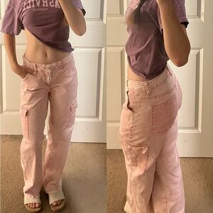 Disclosure Washed Blush Denim cargo style jeans